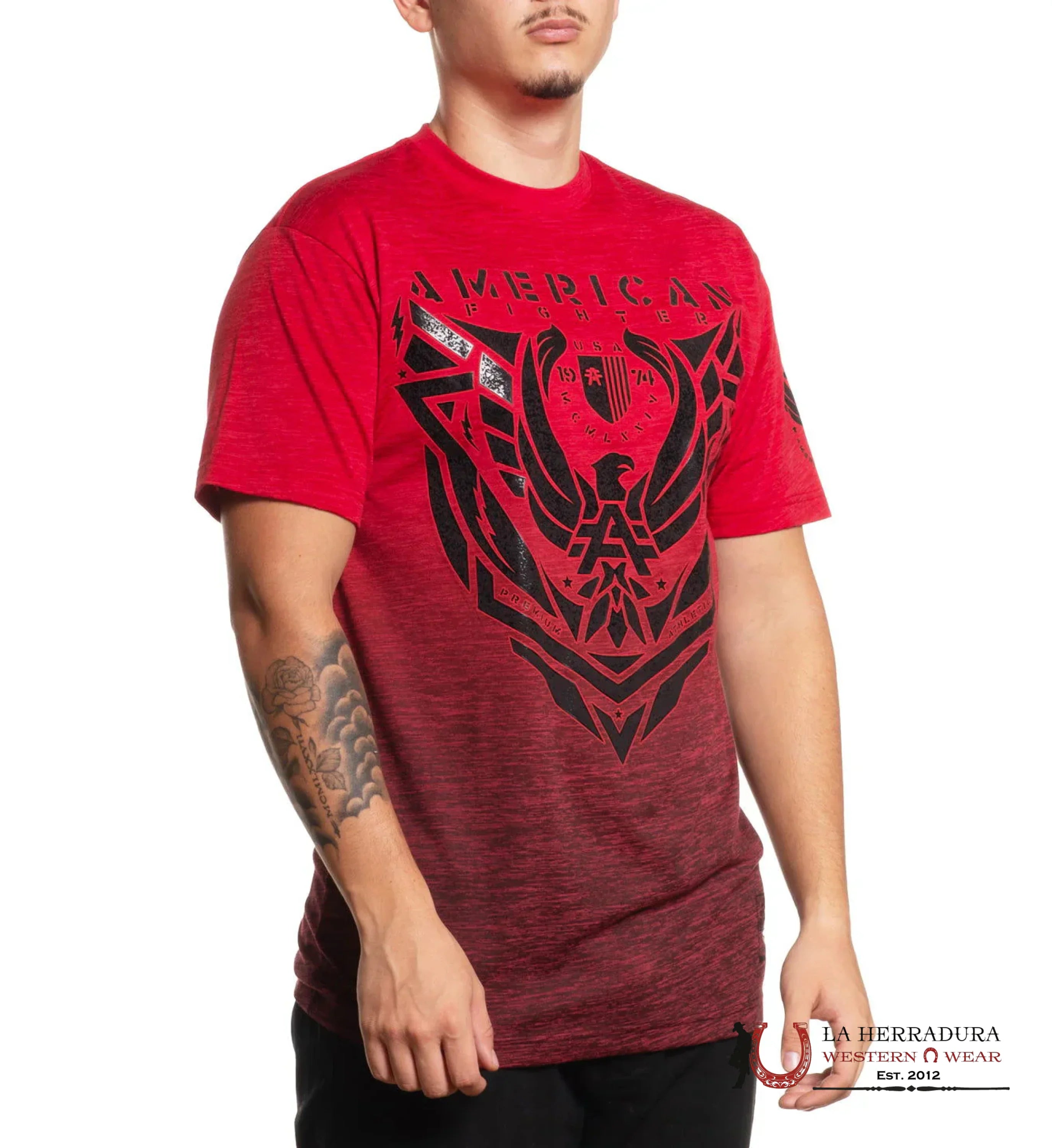 AMERICAN FIGHTER T-SHIRT CROFTON RED SHORT SLEEVE MEN ROPA HOMBRES