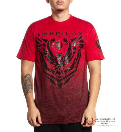 MENS AMERICAN FIGHTER TSHIRT-CROFTON RED SS FM15622