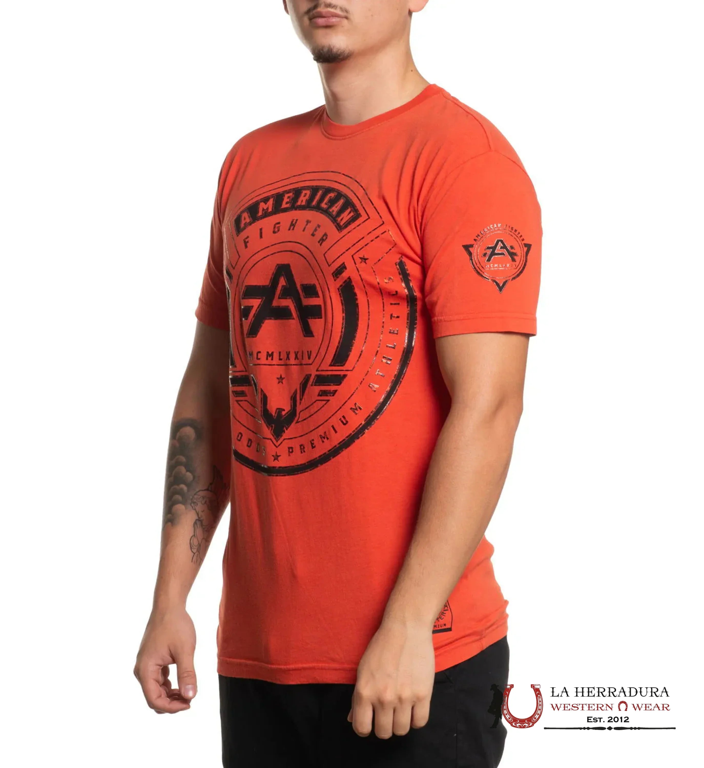AMERICAN FIGHTER T-SHIRT FAIRVALLEY ORANGE SHORT SLEEVE MEN ROPA HOMBRES