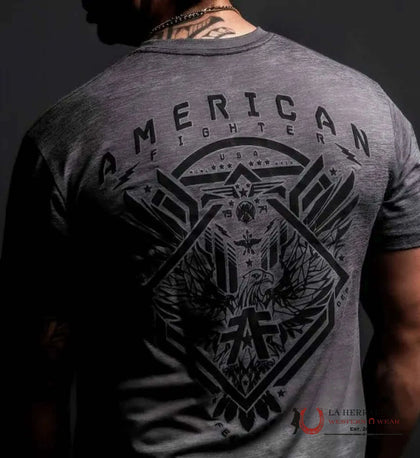 MENS AMERICAN FIGHTER TSHIRT- GRAYFORD SS FM15627