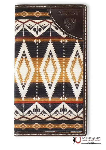 MENS ARIAT AZTEC ORANGE & BROWN RODEO WALLET- A3559402
