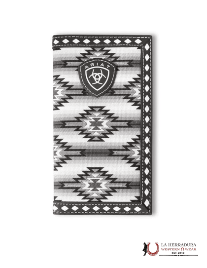 MENS ARIAT BLACK AND WHITE AZTEC RODEO WALLET- A3558801