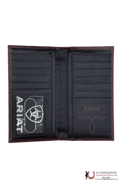 MENS ARIAT BROWN HAND TOOLED RODEO WALLET-A3558002