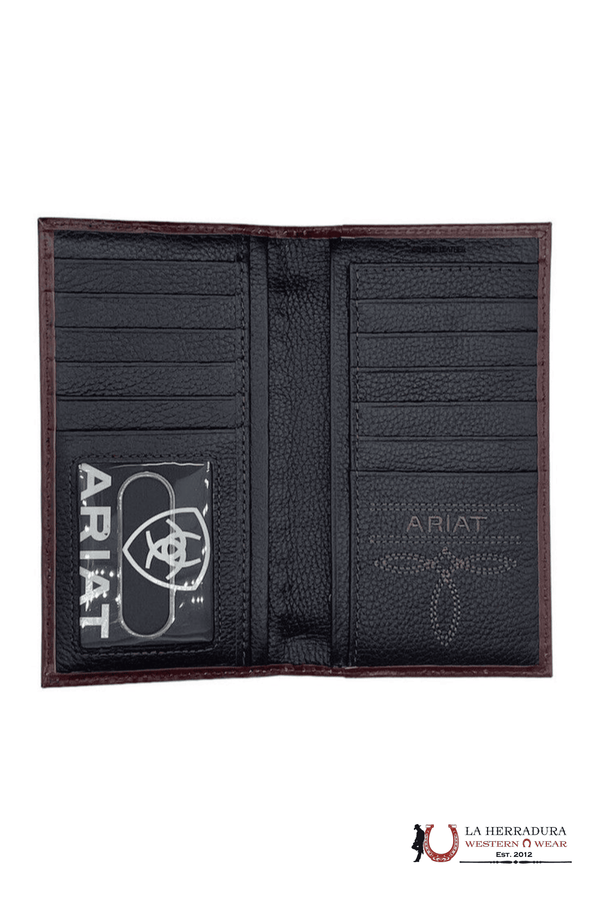 MENS ARIAT BROWN HAND TOOLED RODEO WALLET-A3558002