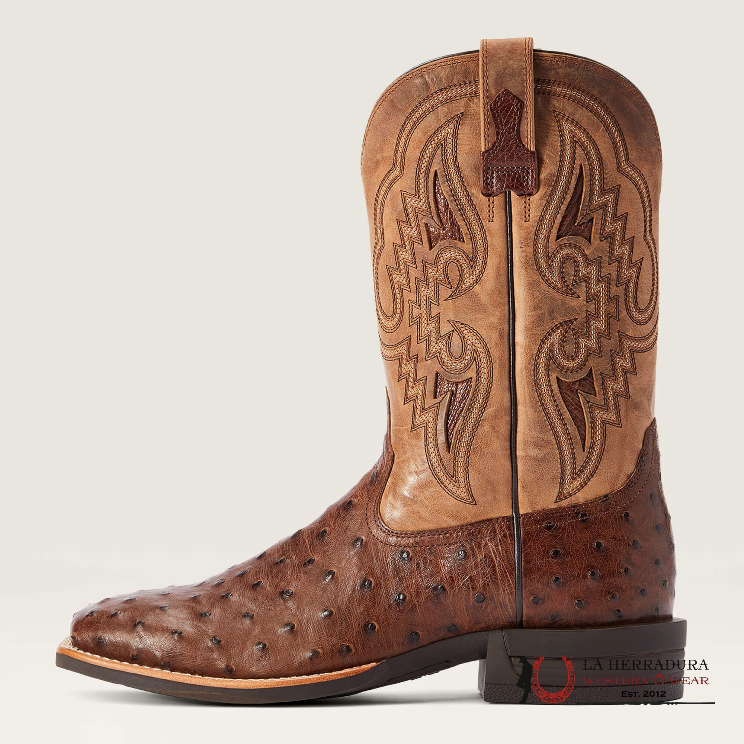 MENS ARIAT DAGGER DARK TABACO FULL QUIL OSTRICH TANNIN 10042475 BOTAS HOMBRES