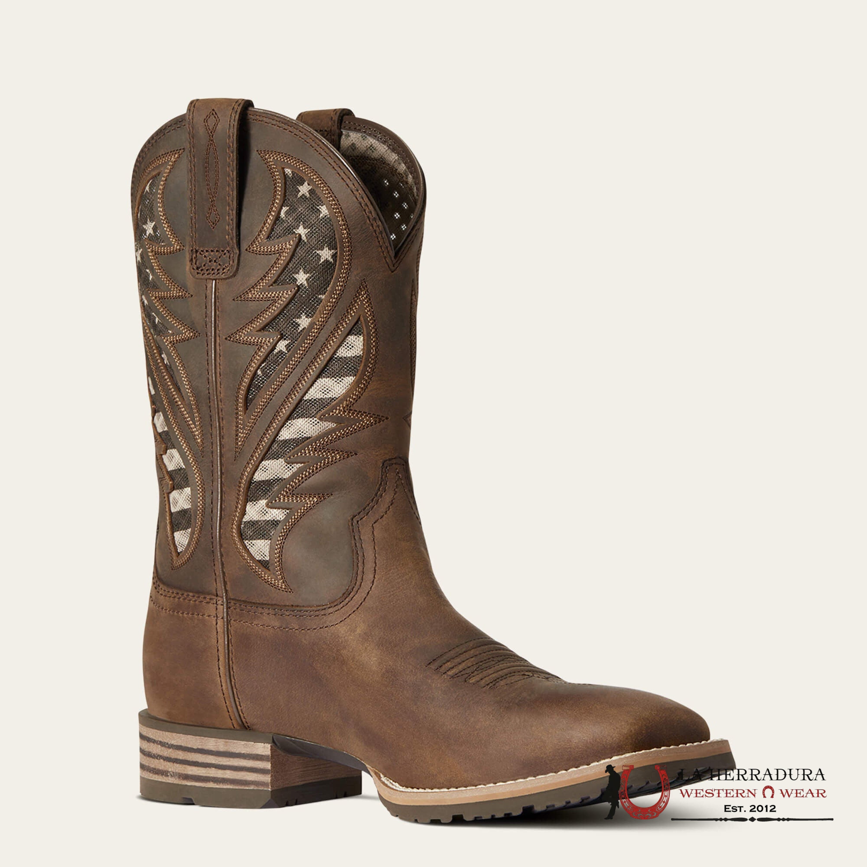 Mens Ariat Hybrid Distressed Brown/American Flag Botas Hombres