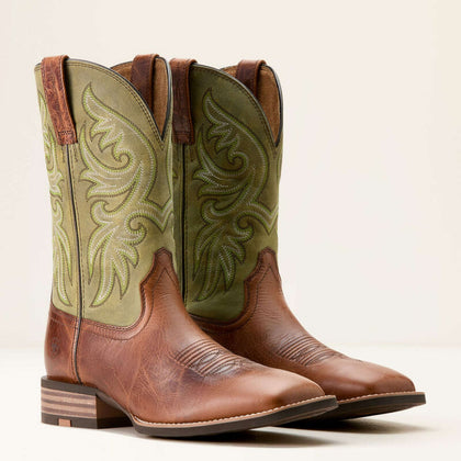 MENS ARIAT SLINGSHOT DARK TAN EASY GREEN COWBOY BOOT 10053630