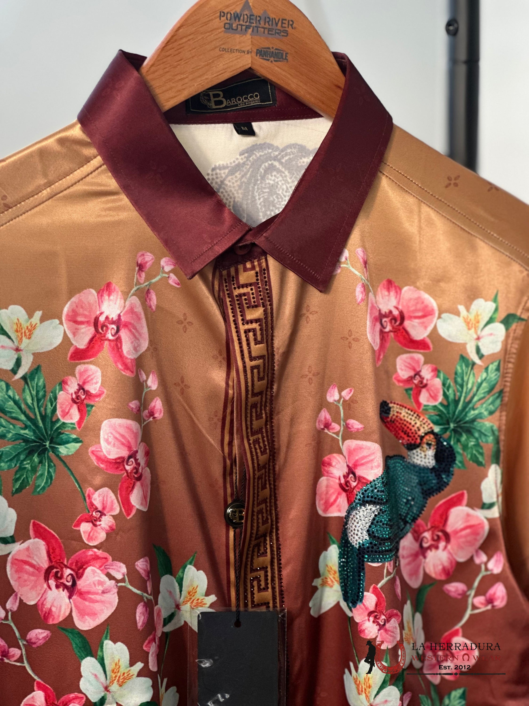 Barocco Multi Flower Silk Shirt Ropa Hombres