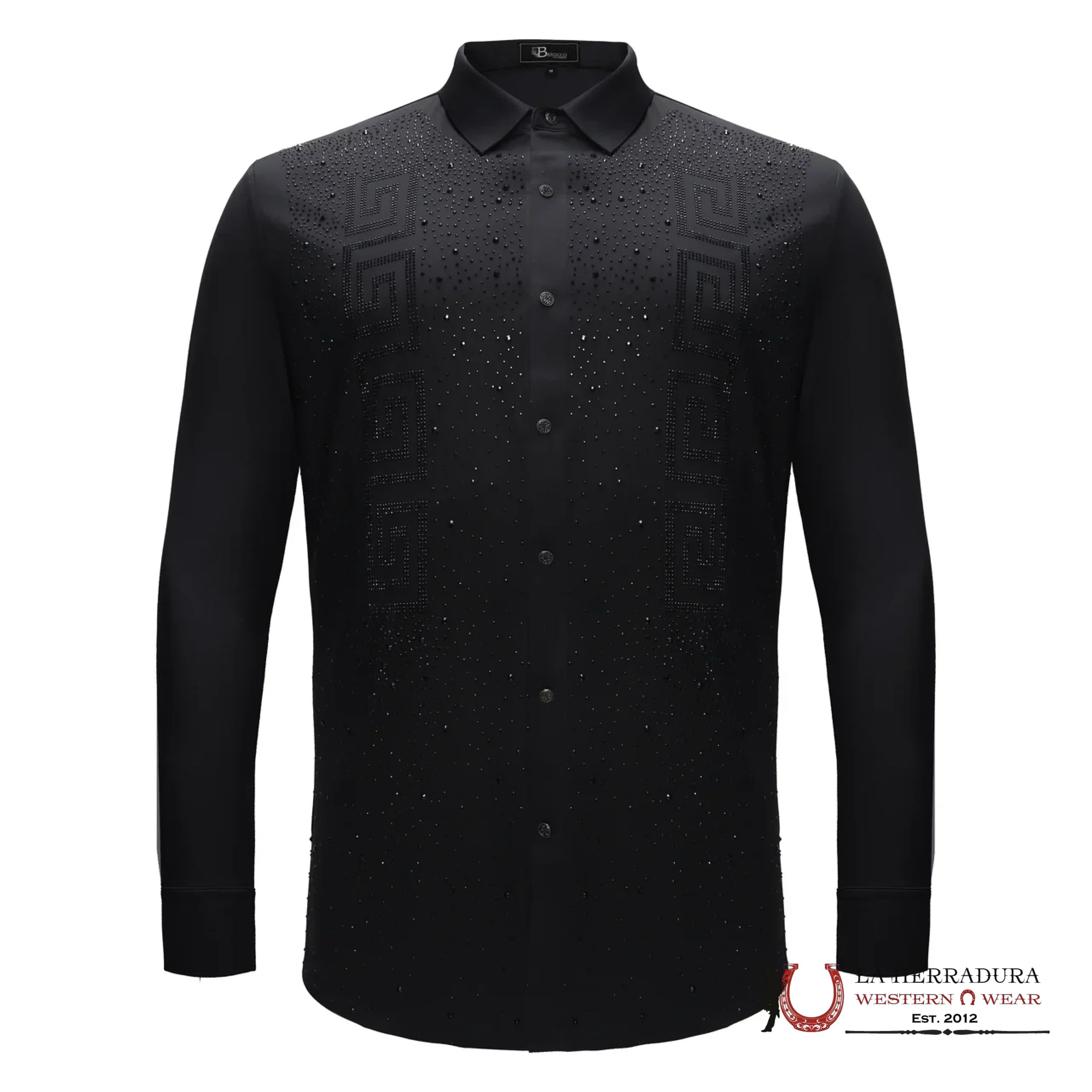 MENS BAROCCO PRIME VALOR BUTTON UP LONGSLEEVE BLACK SHIRT ROPA HOMBRES