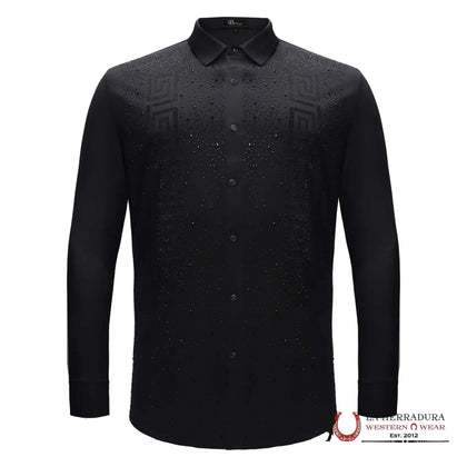 MENS BAROCCO PRIME VALOR BUTTON UP LONGSLEEVE BLACK SHIRT B553