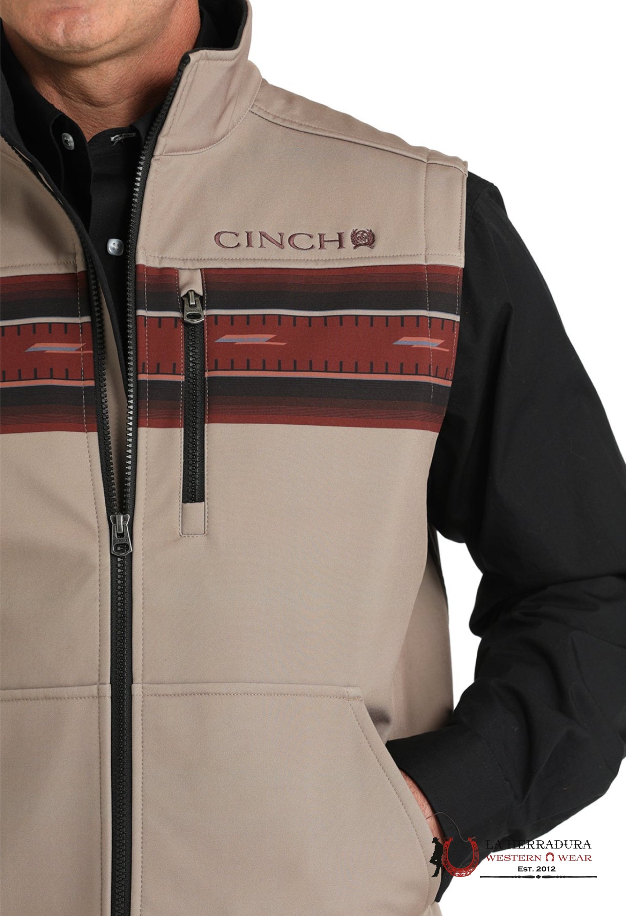 Mens Cinch Bonded Light Brown Aztec Vest Ropa Hombres