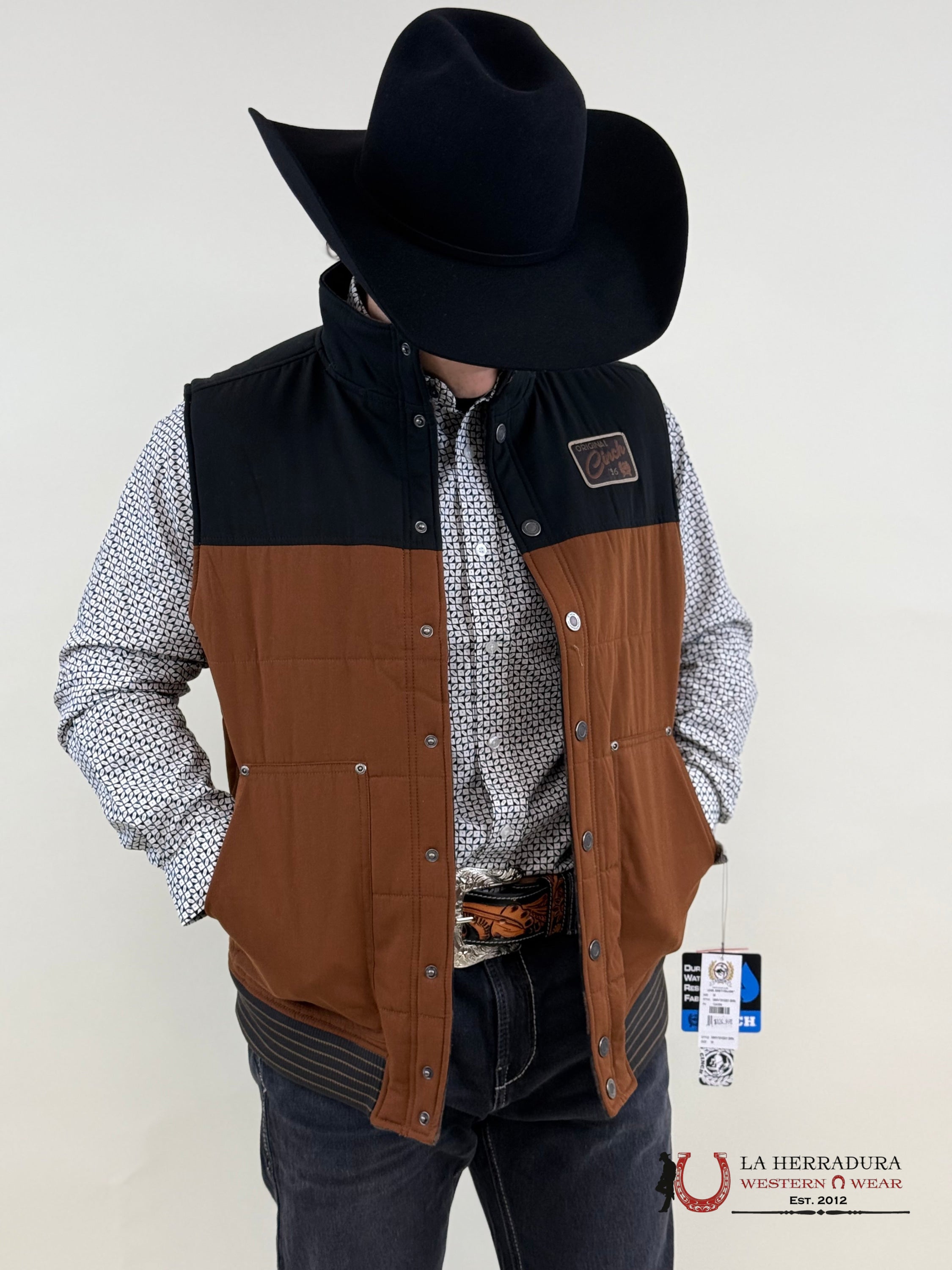 Mens Cinch Reversible Quilted Vest- Brown/ Navy Ropa Hombres