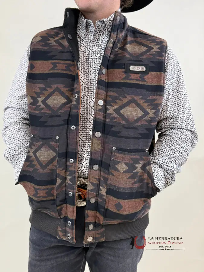 Mens Cinch Reversible Quilted Vest- Brown/ Navy Ropa Hombres