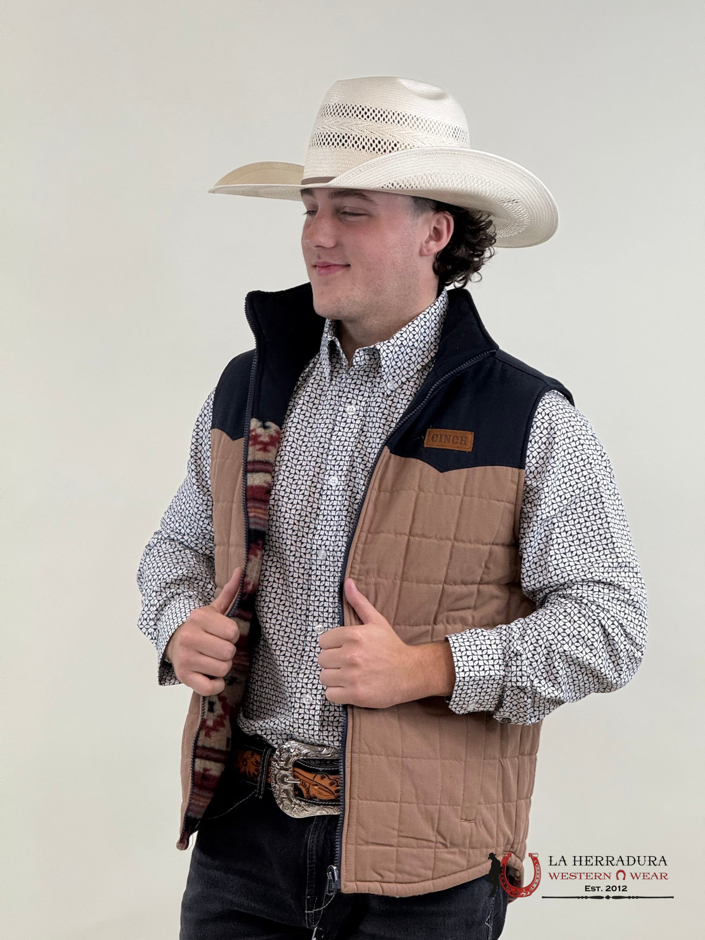 Mens Cinch Reversible Quilted Vest- Khaki/ Navy Ropa Hombres