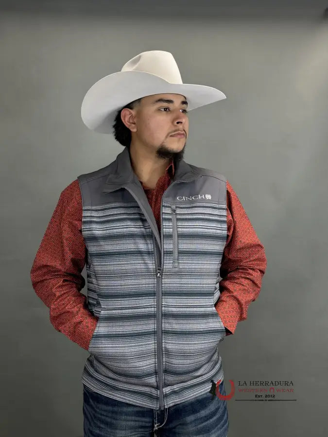 Men’s Cinch Vest Grey Aztec Ropa Hombres