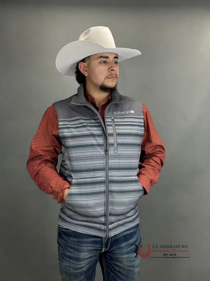 Men’s Cinch Vest Grey Aztec Ropa Hombres