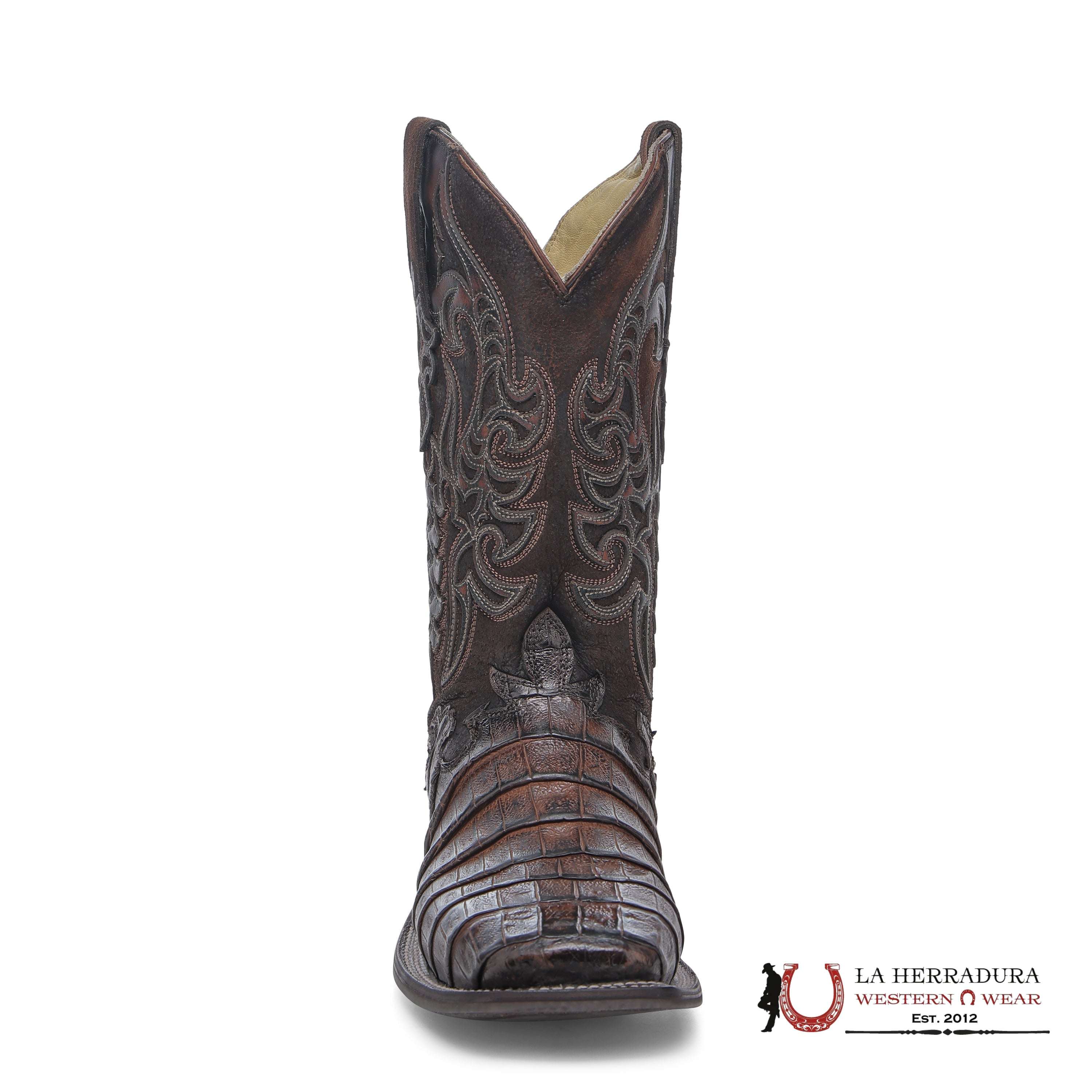 MENS CORRAL CAIMAN OVERLAY BROWN SQUARE TOE A4775 BOTAS HOMBRES