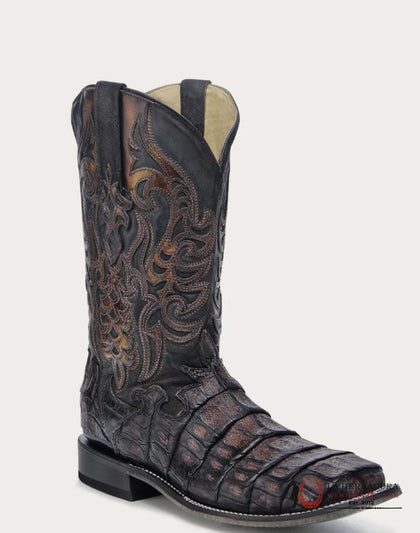 MENS CORRAL CAIMAN OVERLAY CHOCOLATE SQUARE TOE A4774