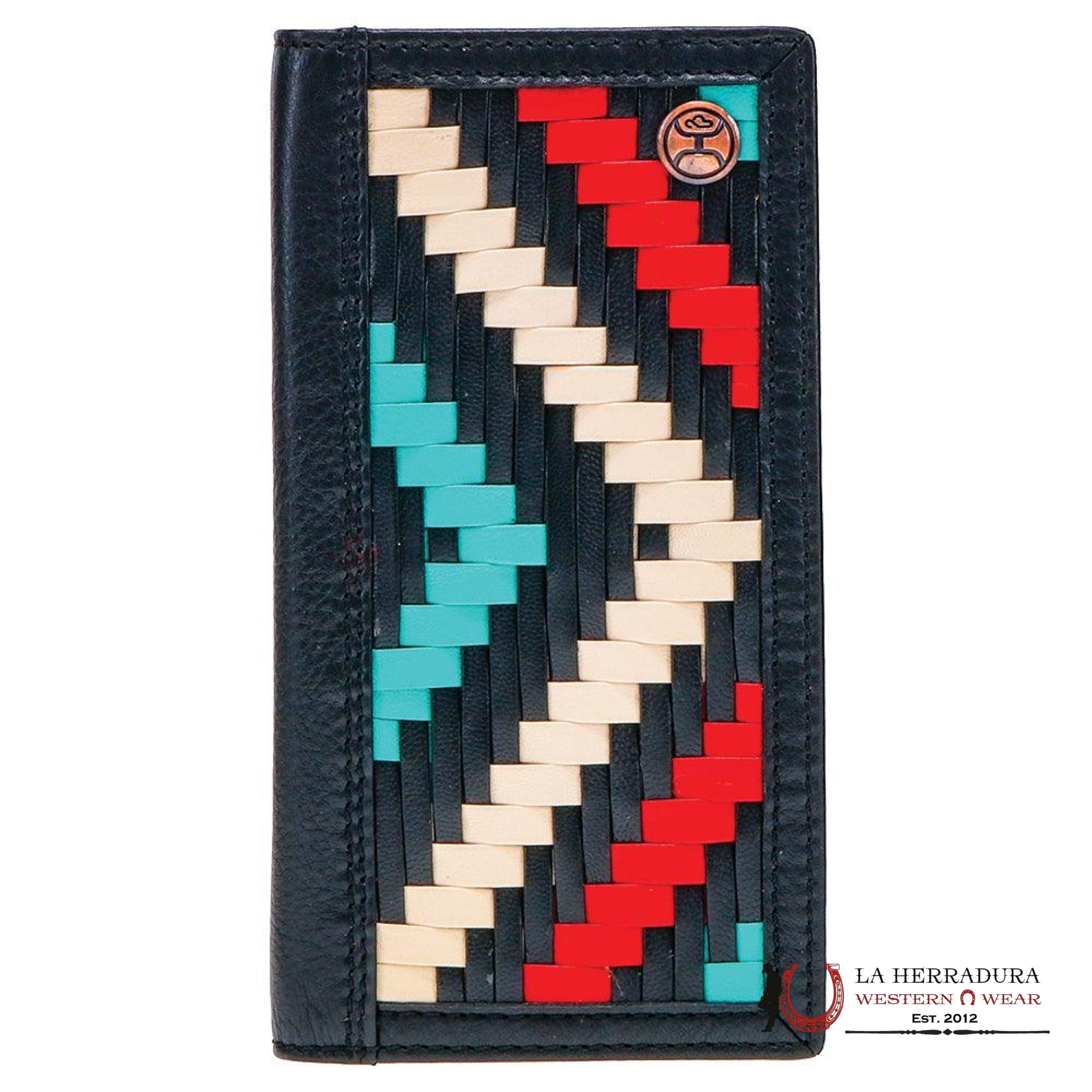 MENS HOOEY BLACK CROSS STITCHING RODEO WALLET- HW010-BKRD ACCESORIOS