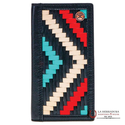 CARTERA DE RODEO HOOEY NEGRA CON COSTURAS CRUZADAS PARA HOMBRE - HW010-BKRD