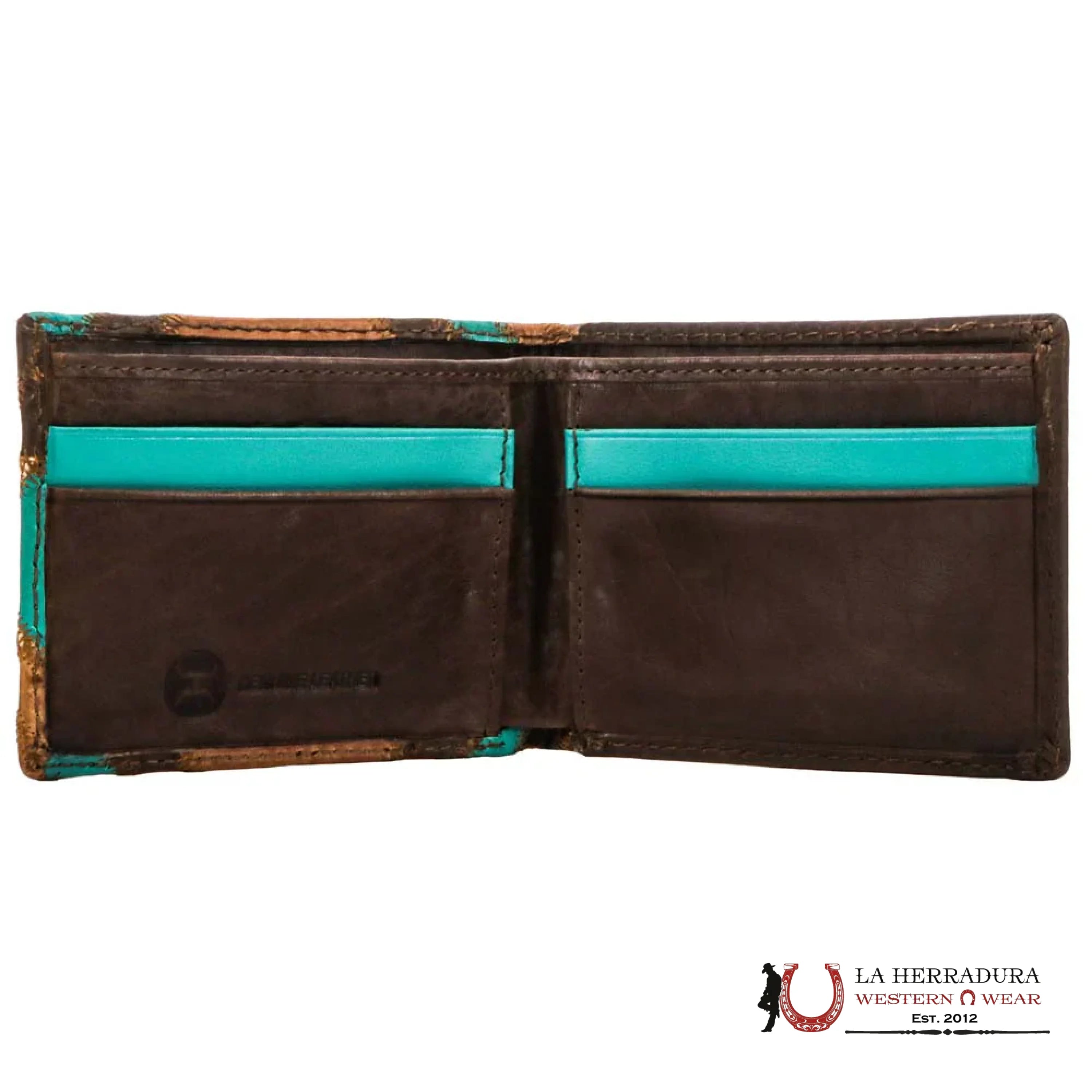 MENS HOOEY BROWN AND TURQUOISE WALLET-HFB007-BRTQ ACCESORIOS