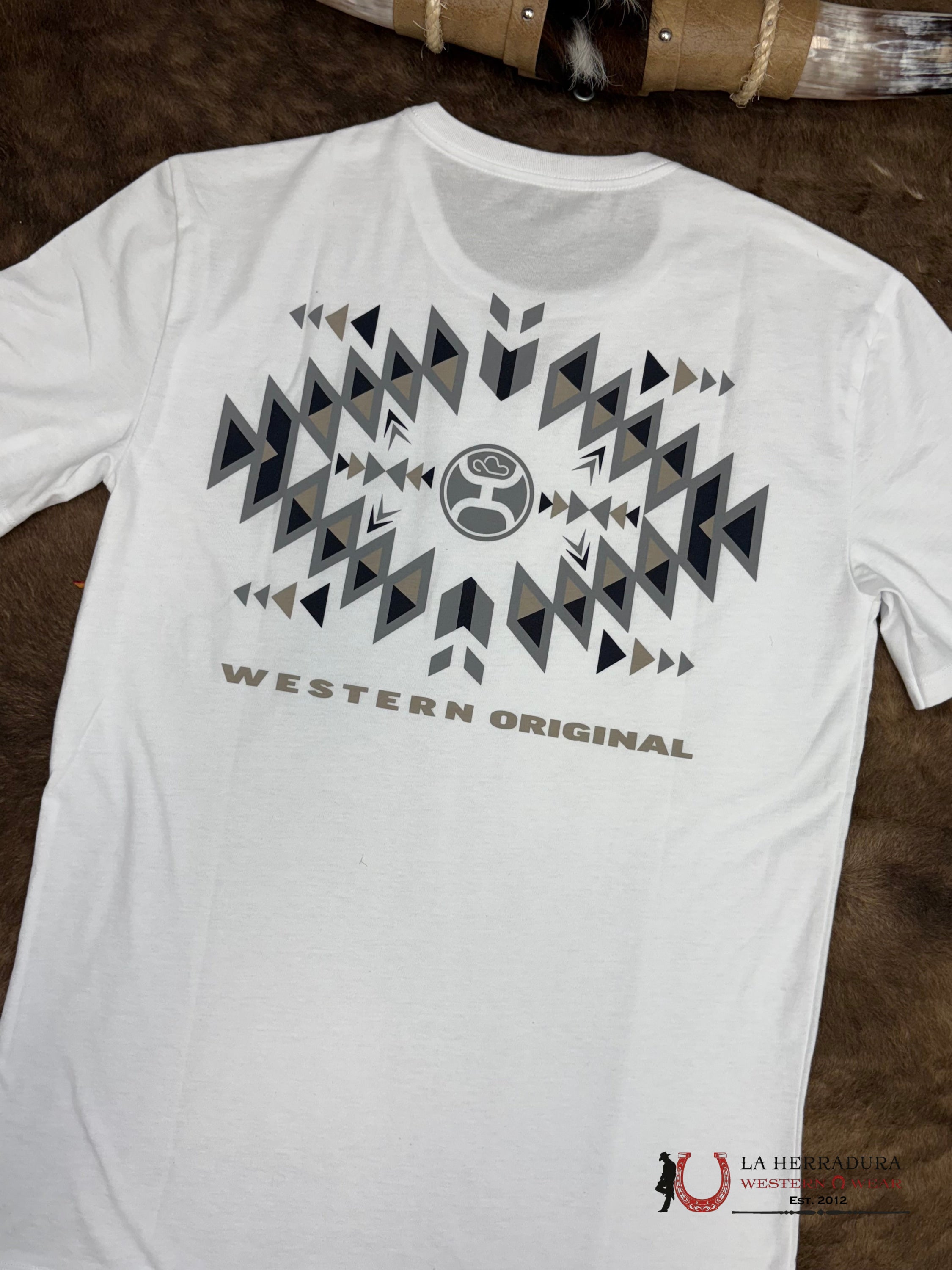 Men’s Hooey T-shirt Eldorado White Crew Black/Tan Logo ROPA HOMBRES