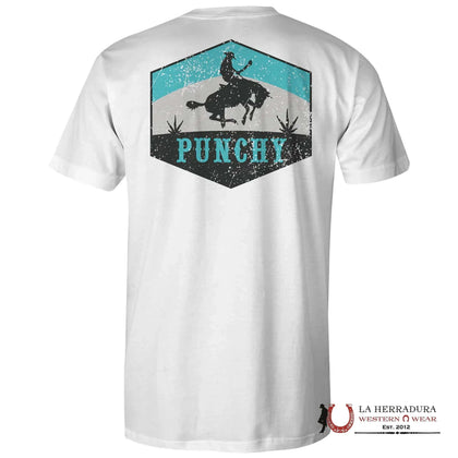 MENS HOOEY TSHIRT - RANCHERO WHITE TURQUOISE PUNCHY PT1648