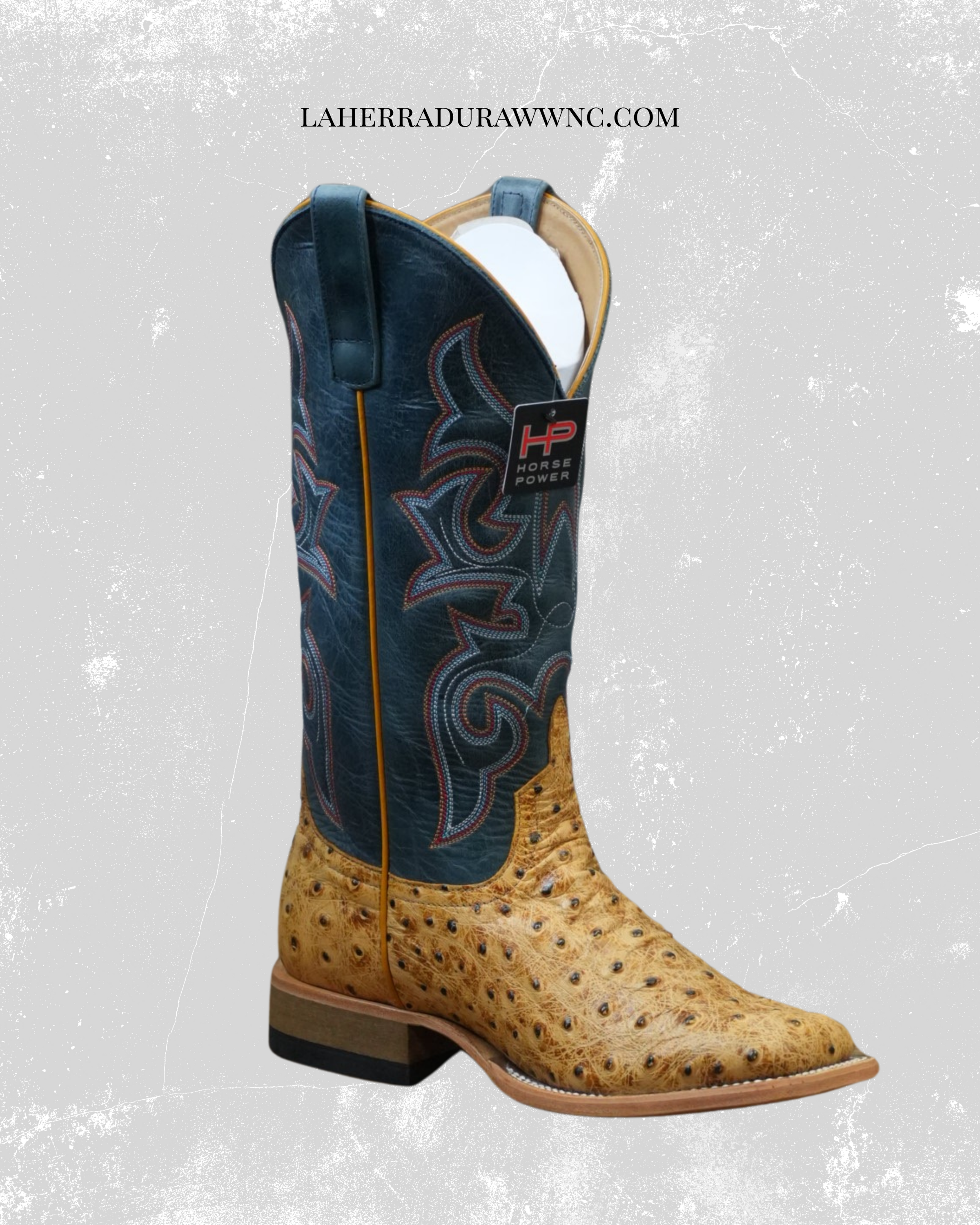 MENS HORSE POWER SADDLE RANCH OSTRICH PRINT SQUARE TOE HP8083 BOTAS HOMBRES