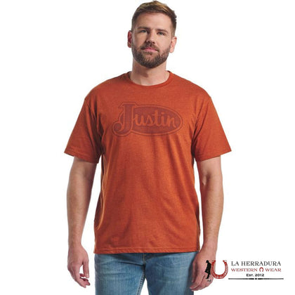 MENS JUSTIN TSHIRT - ORANGE RUST LOGO