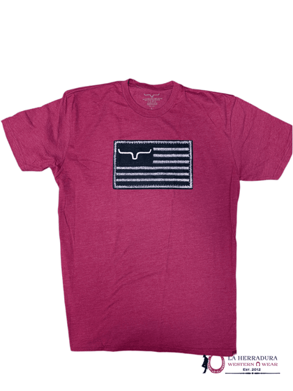 CAMISETA CARDINAL CON PARCHE DE BANDERA - RANCHO KIMS - HOMBRE