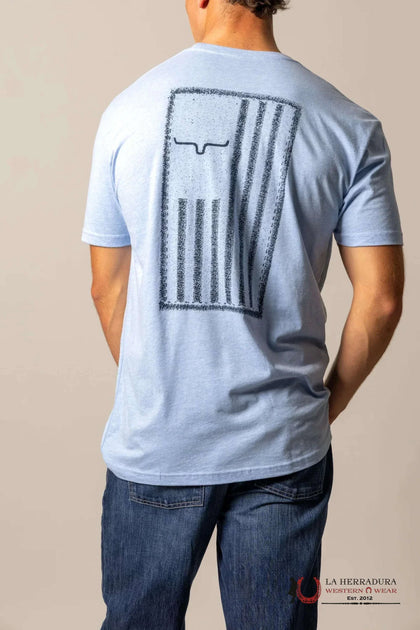 CAMISETA AZUL COLUMBIA DE BREZO REMENDADA KIMS RANCH PARA HOMBRE