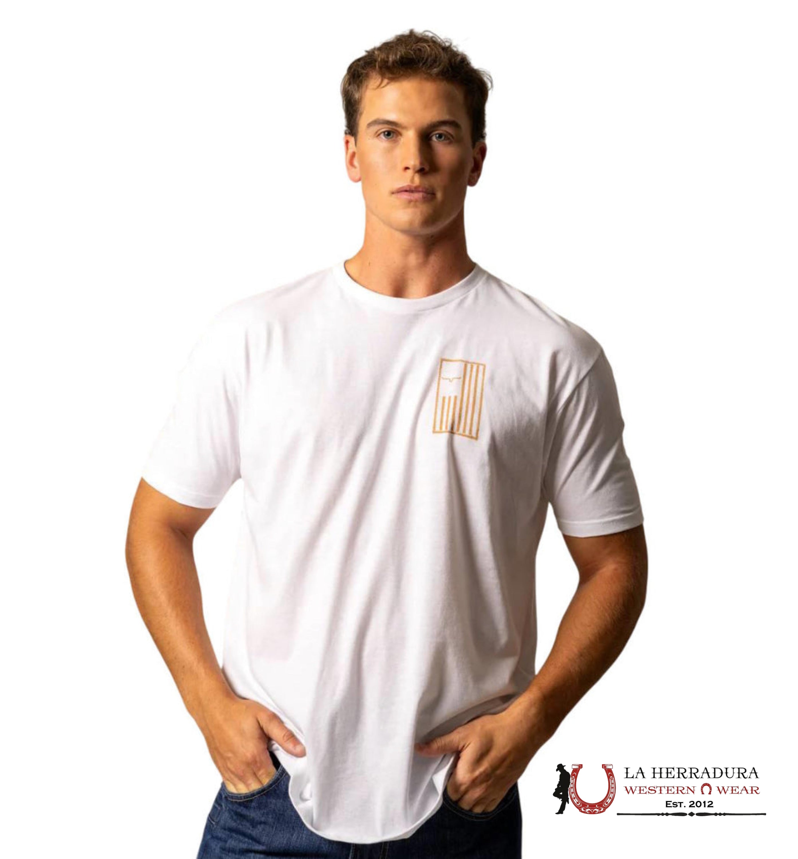 MENS KIMS RANCH -PATCHED WHITE TSHIRT ROPA HOMBRES