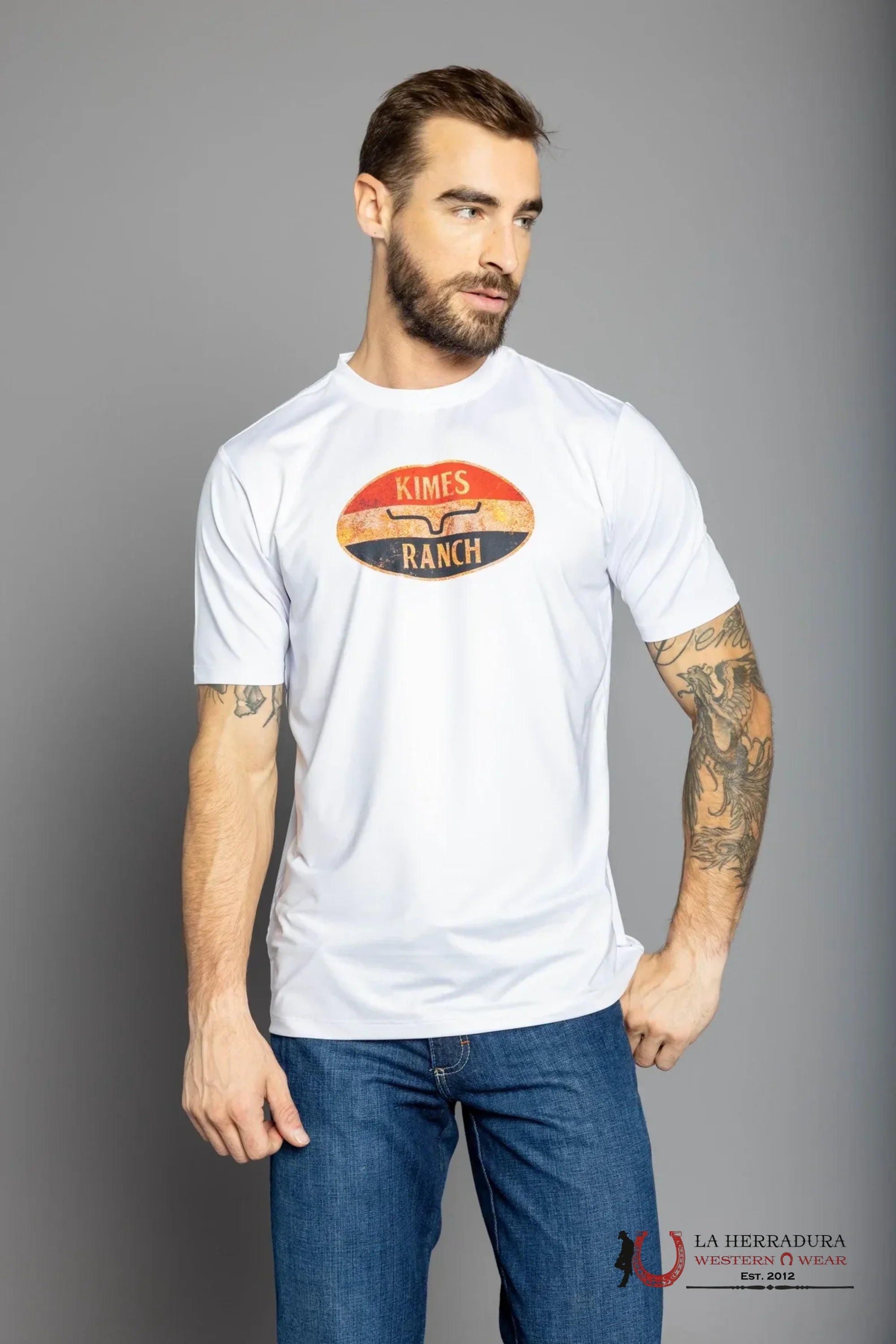 MENS KIMS RANCH STONE WHITE TSHIRT AMERICAN STANDARD TECH TEE ROPA HOMBRES