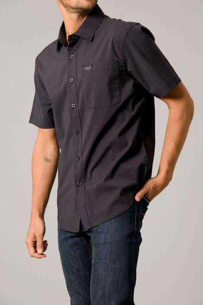 CAMISA VAQUERA DE BOTONES DE MANGA CORTA NEGRA LINVILLE PARA HOMBRE KIMES RANCH