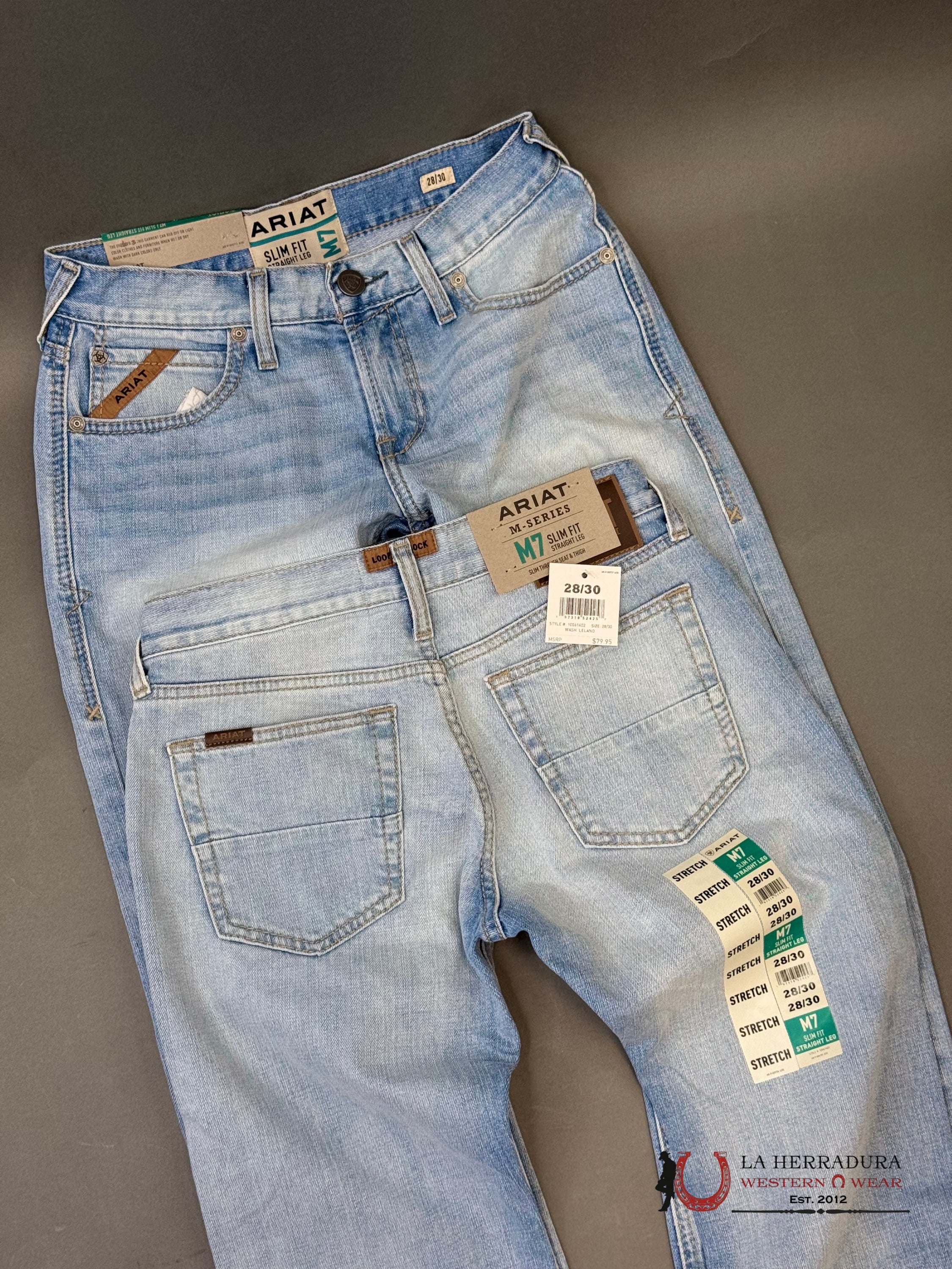 MENS M7 ARIAT WASH LELAND SLIM BOOT CUT JEANS 1402 ARIAT JEANS