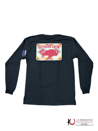 MENS OUTDOOR CREEK- ROAMER LONG SLEEVE BLACK W/ AZTEC TSHIRT