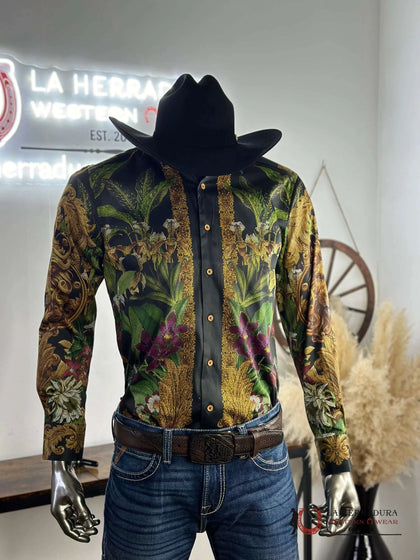 MENS PEDRERIA BLACK LONG SLEEVE SHIRT 3SPR428