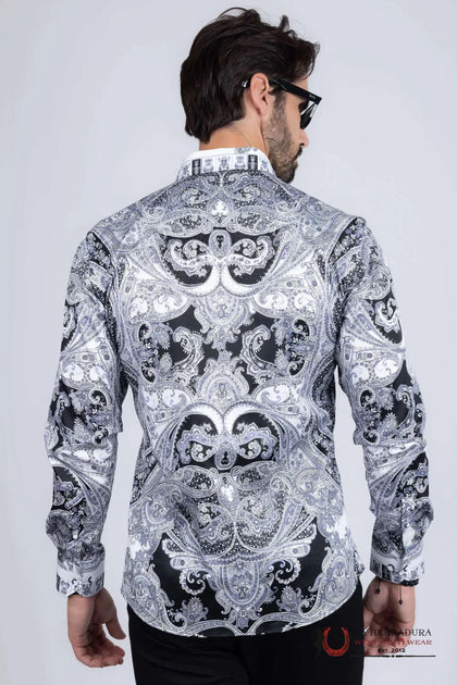 MENS PEDRERIA BLACK  MARMOL LONG SLEEVE SHIRT SPR10