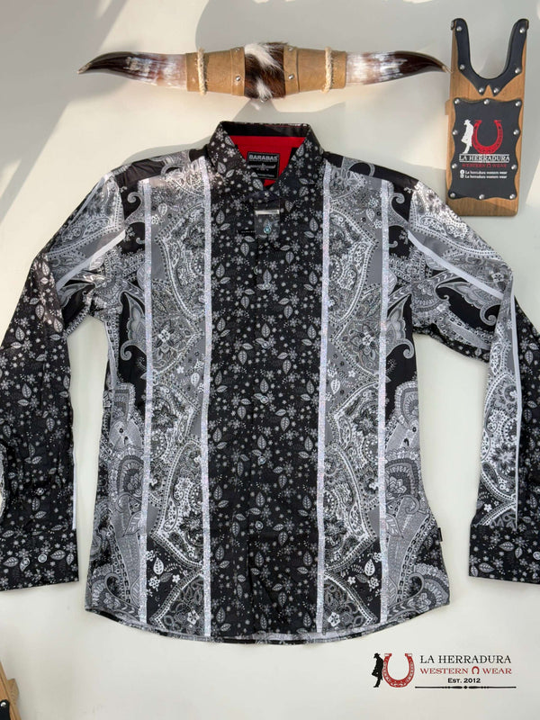 CAMISA DE HOMBRE MANGA LARGA CON PEDRERÍA BÚHO NEGRO 4SPR01