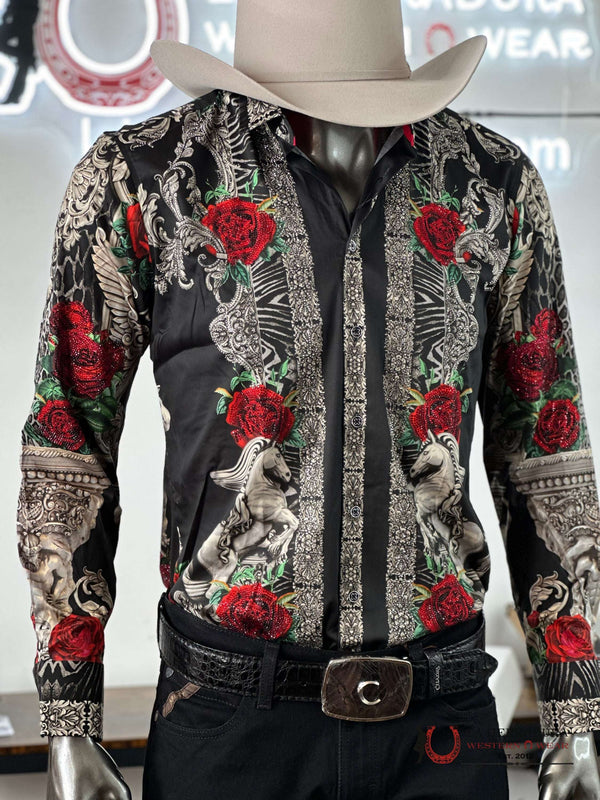 HOMBRES PEDRERÍA NEGRO PLATA ROSAS 3SPR418