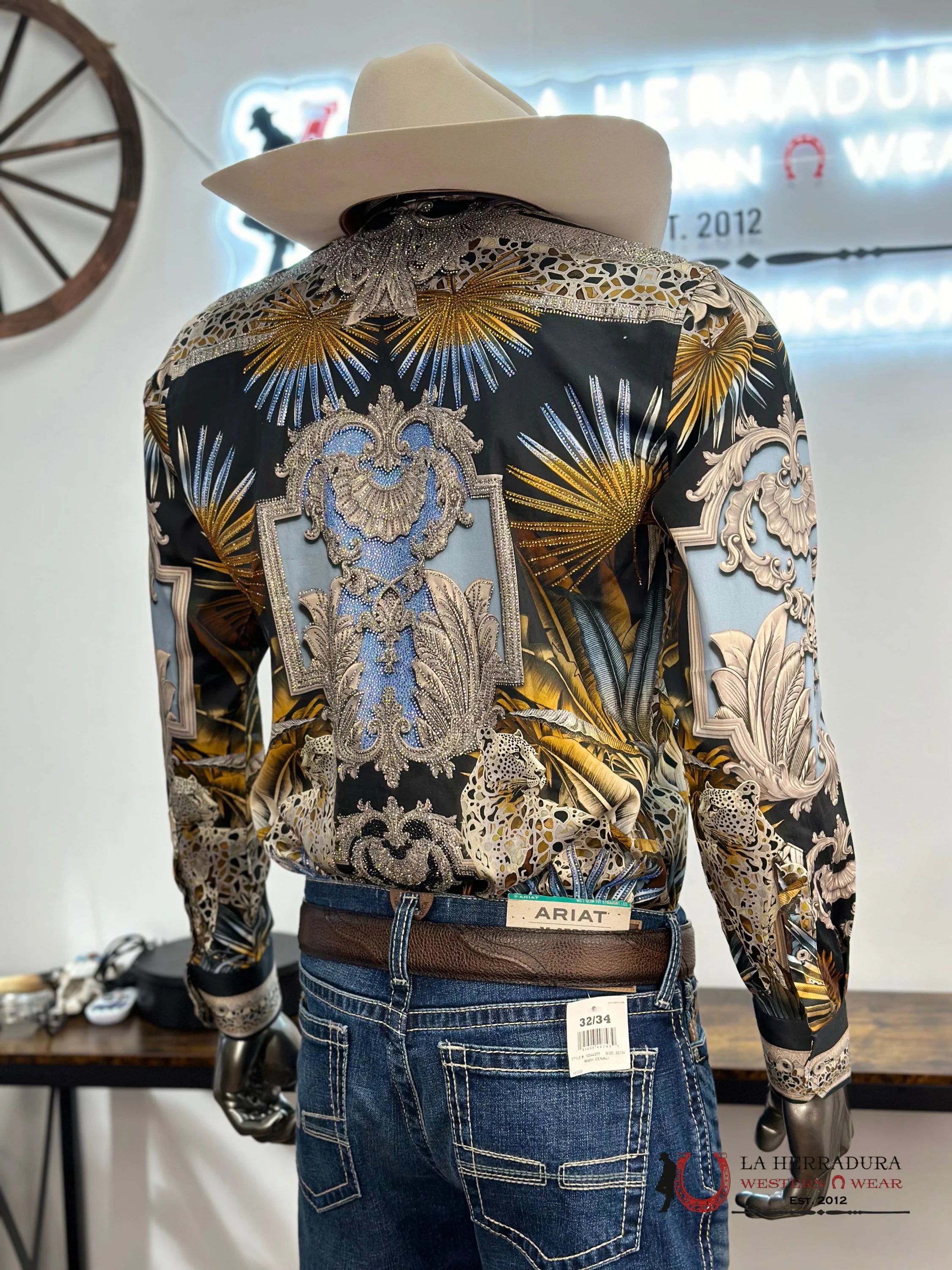 Barabas Pedrería Black With Yellow Long Sleeve Shirt Ropa Hombres