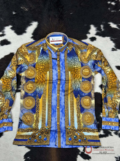 MENS PEDRERIA BLU-BLUE  LONG SLEEVE SHIRT 3SPR411