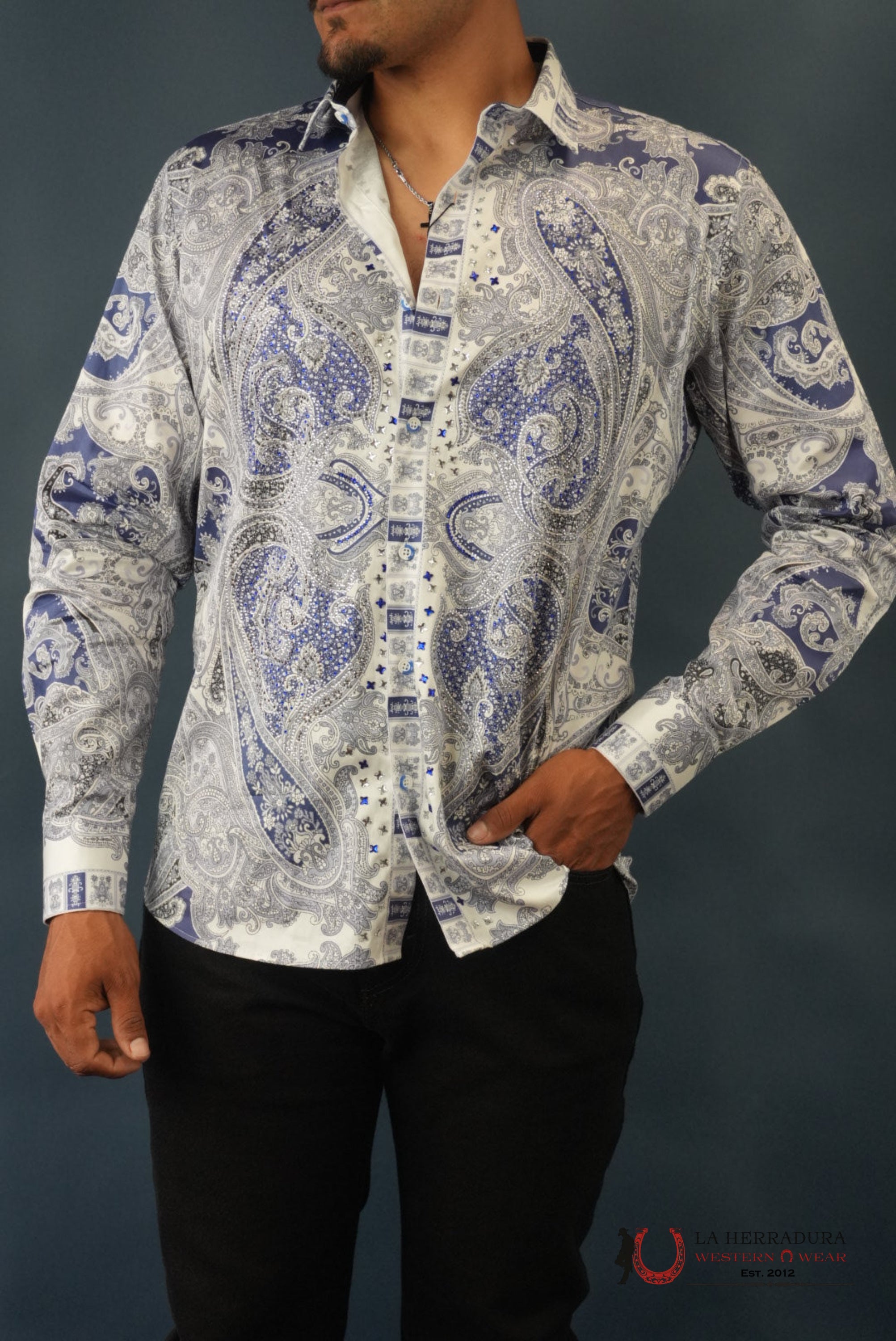 MENS PEDRERIA BLUE MARMOL PR10 LONG SLEEVE SHIRT ROPA HOMBRES