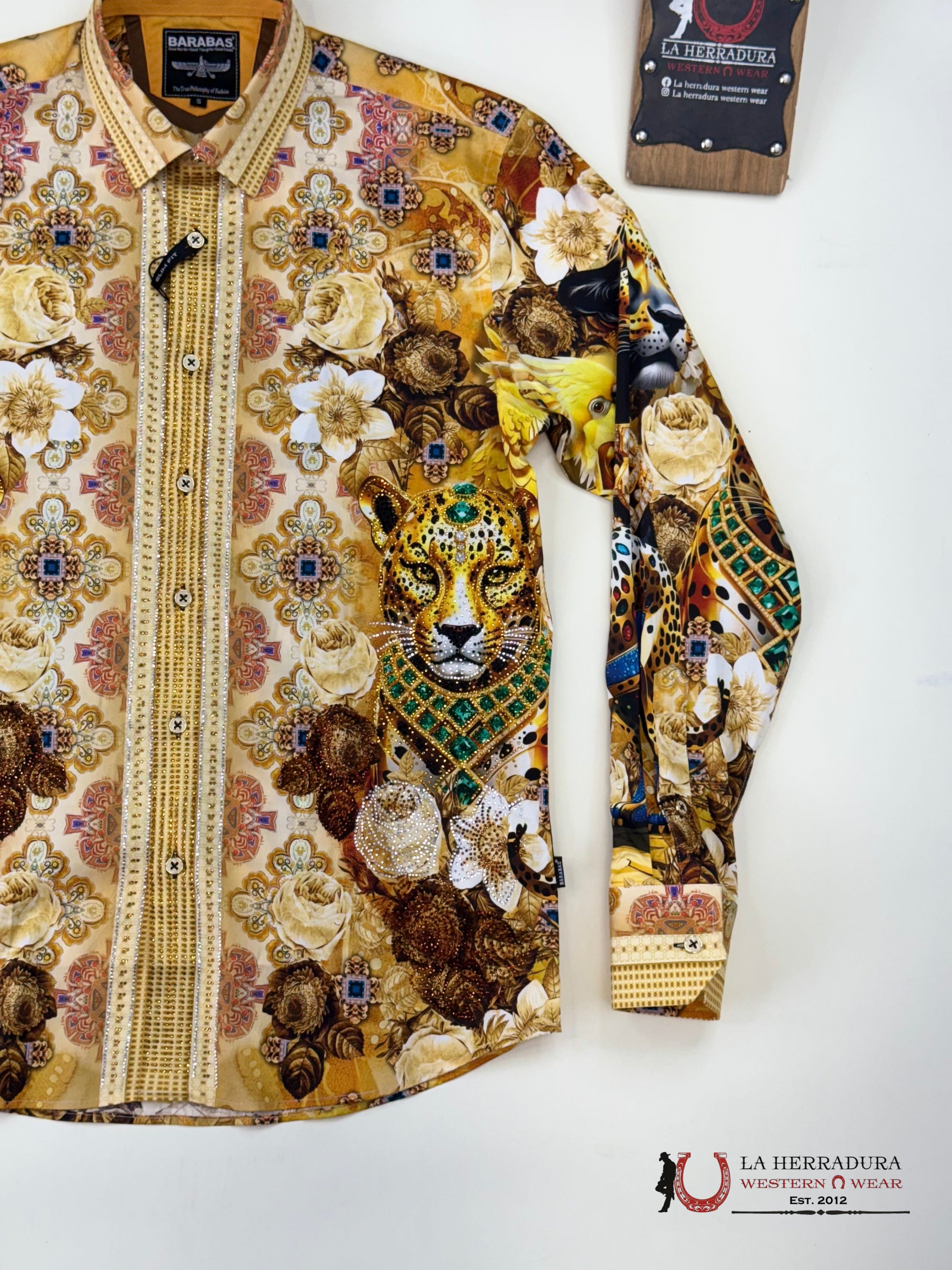 MENS PEDRERIA CREAM LEOPARDO PR09 LONG SLEEVE SHIRT ROPA HOMBRES