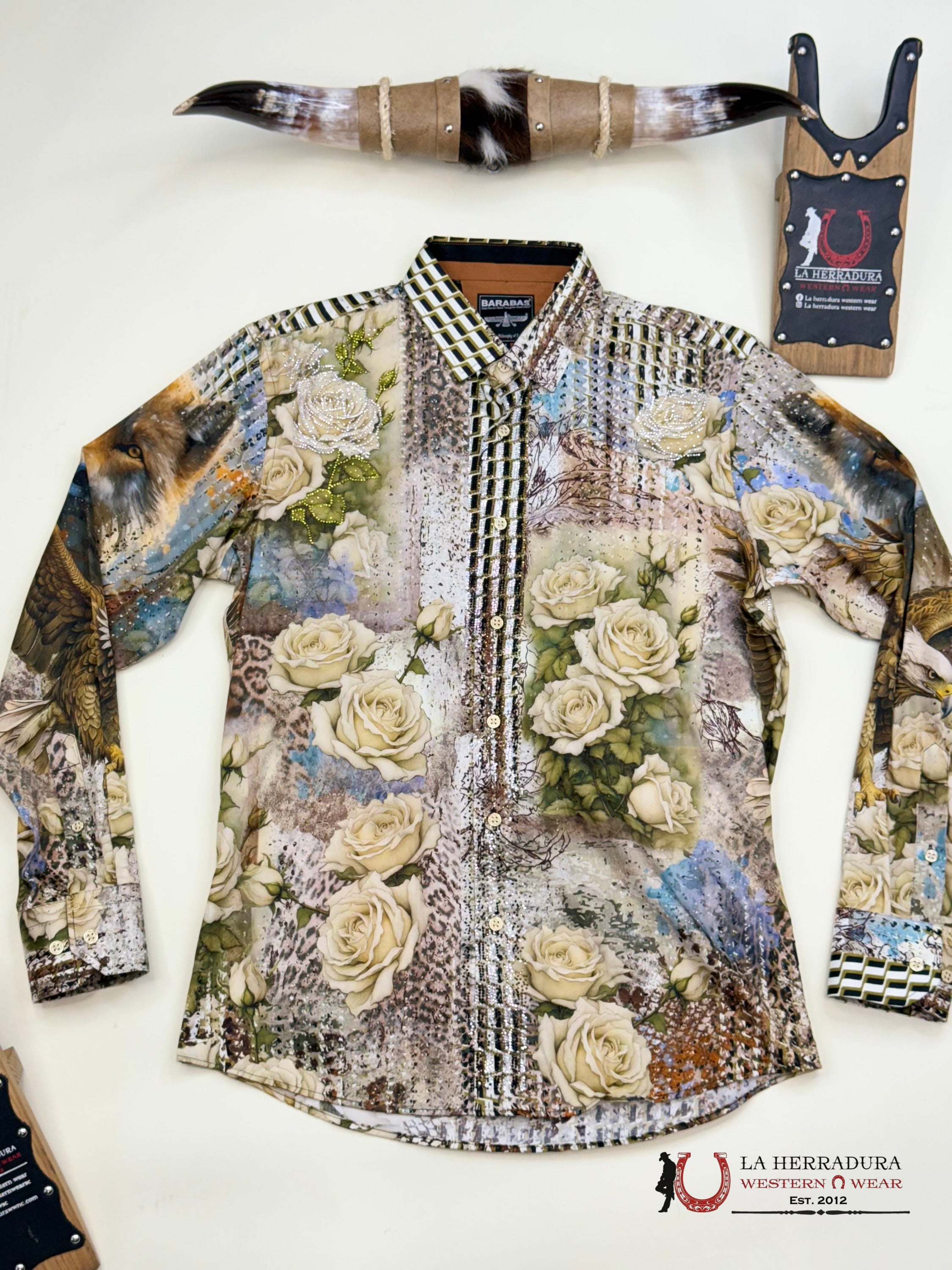 MENS PEDRERIA CREAM LOBO PR04 LONG SLEEVE SHIRT ROPA HOMBRES