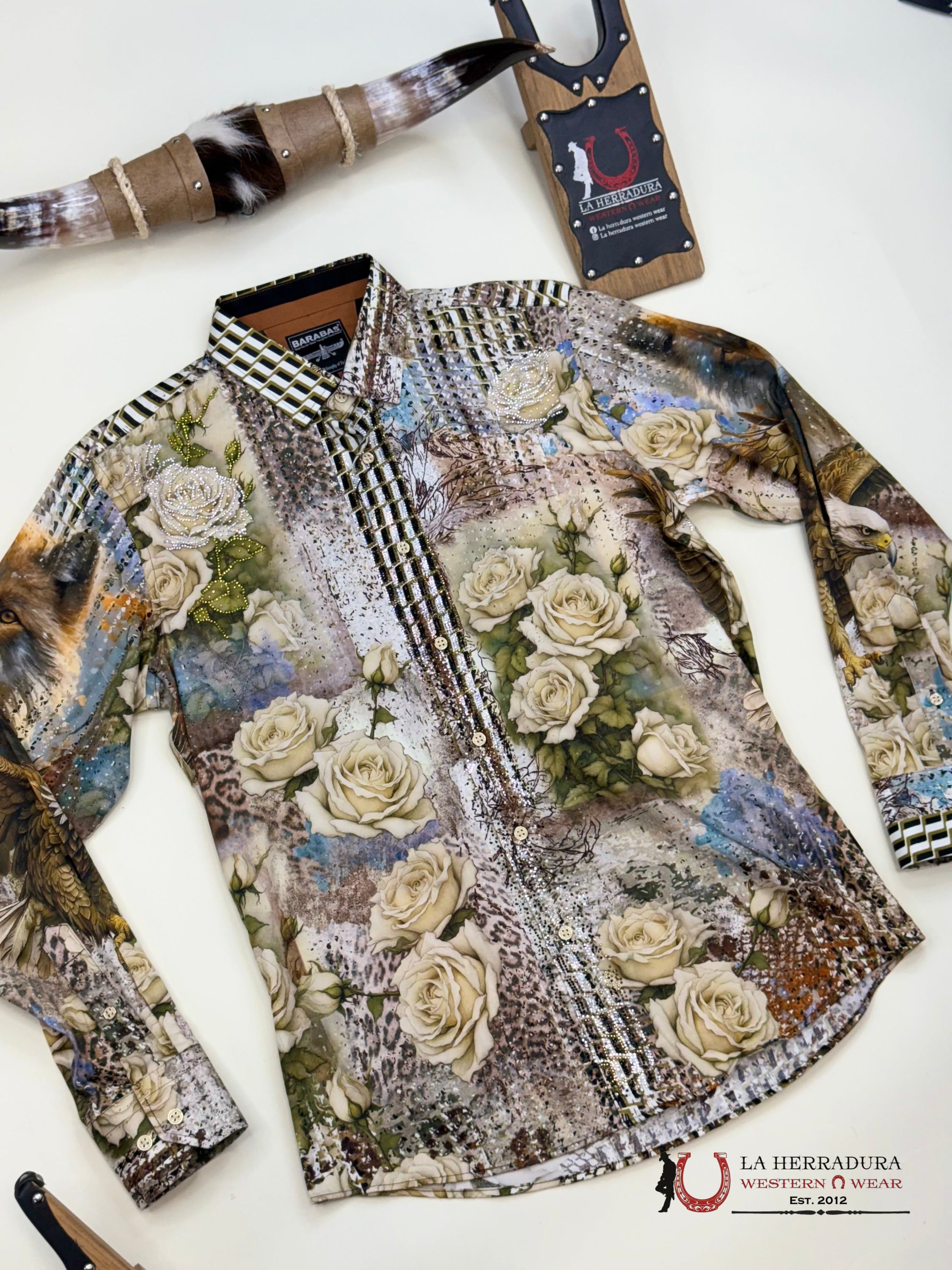 MENS PEDRERIA CREAM LOBO PR04 LONG SLEEVE SHIRT ROPA HOMBRES