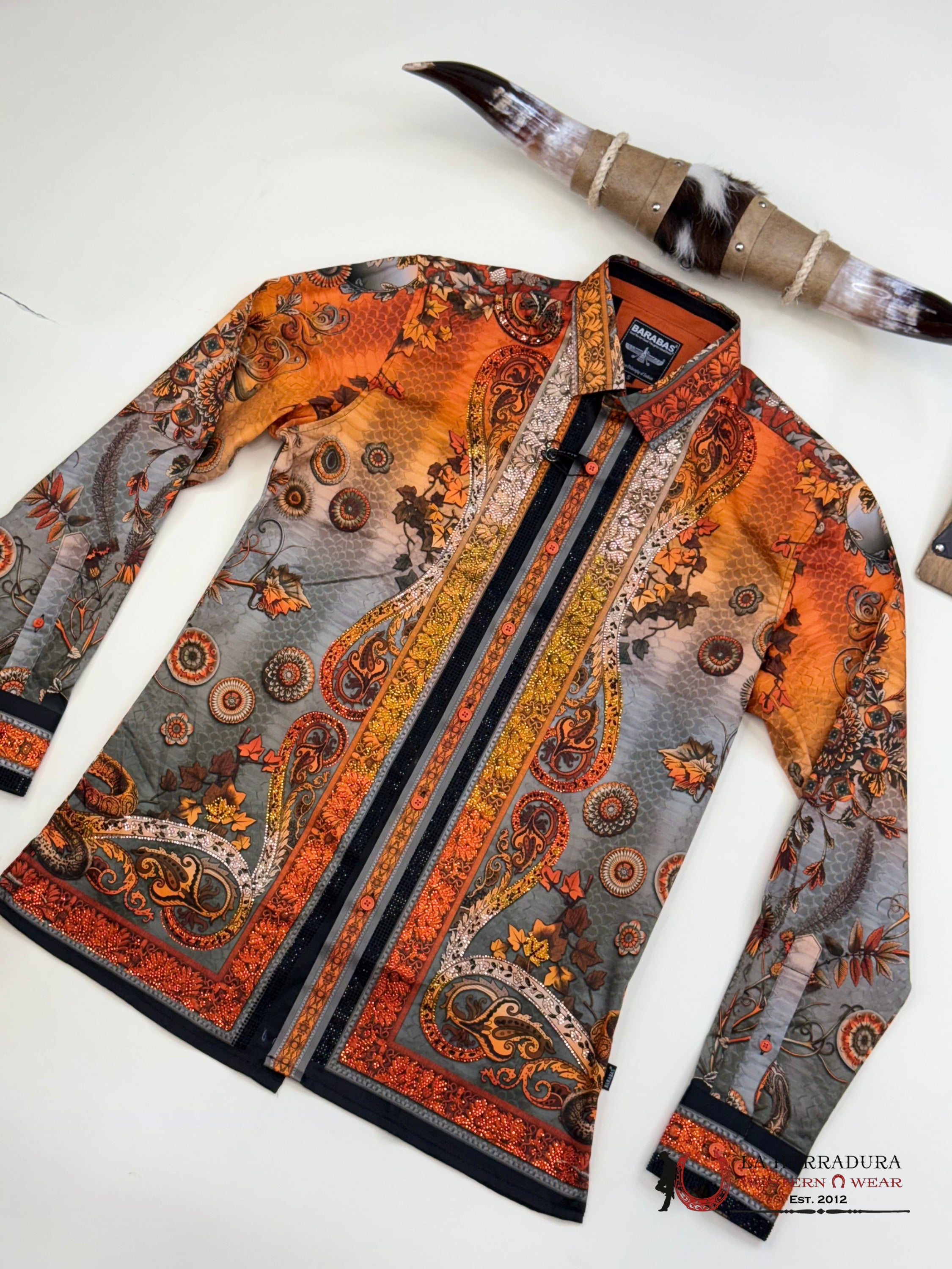 MENS PEDRERIA ORANGE WITH SILVER SNAKE PR408 ROPA HOMBRES