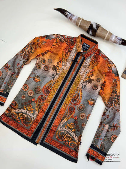 MENS PEDRERIA ORANGE WITH SILVER SNAKE 3SPR408