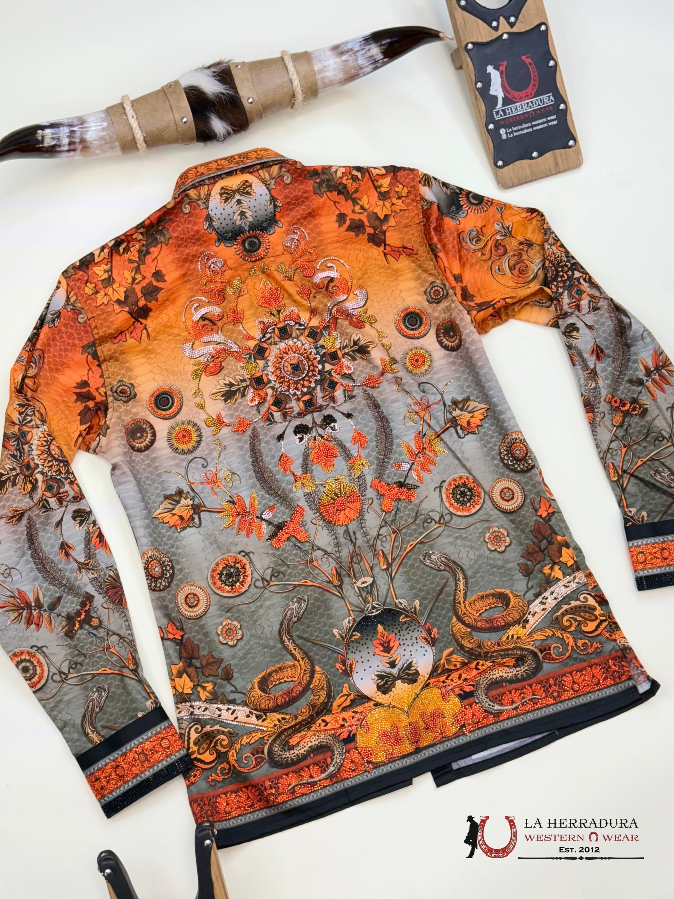 MENS PEDRERIA ORANGE WITH SILVER SNAKE PR408 ROPA HOMBRES