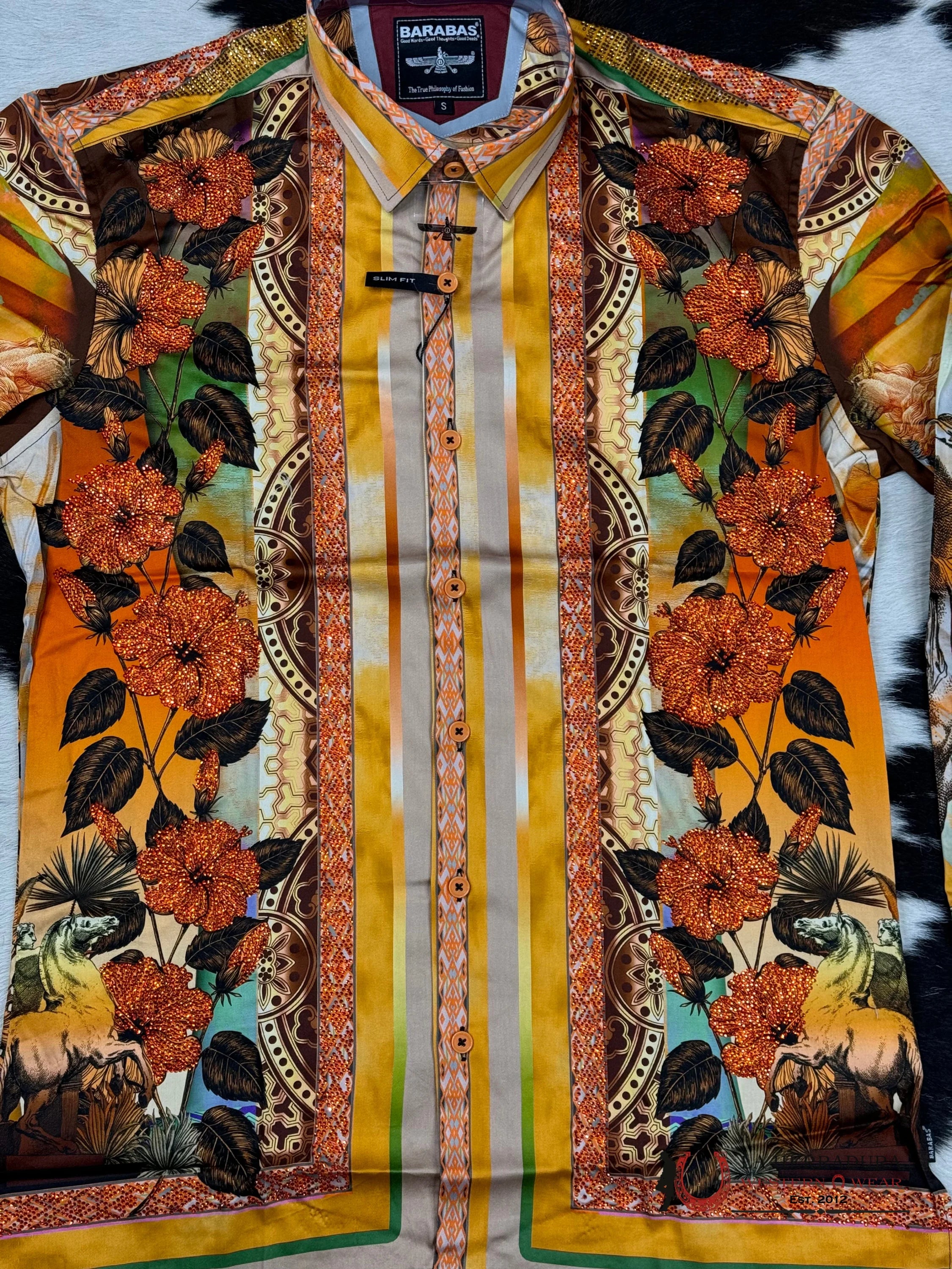 Barabas Pedrería Org-Orange 412 Long Sleeve Shirt Ropa Hombres